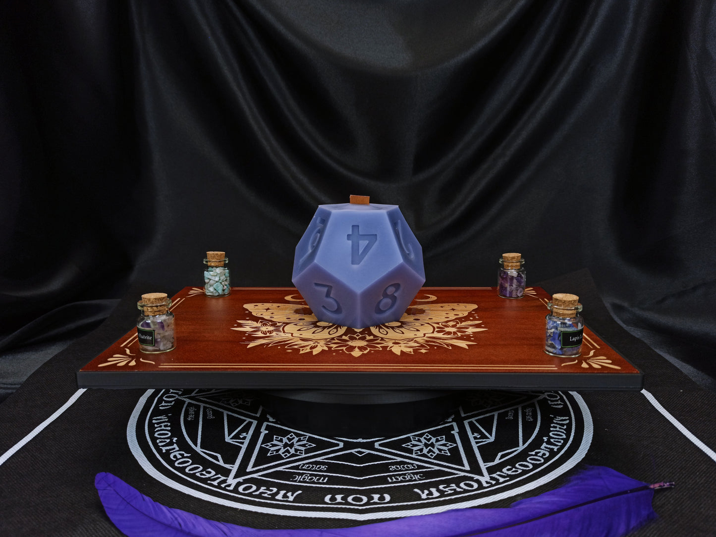 D12 ritual dice candle, side view