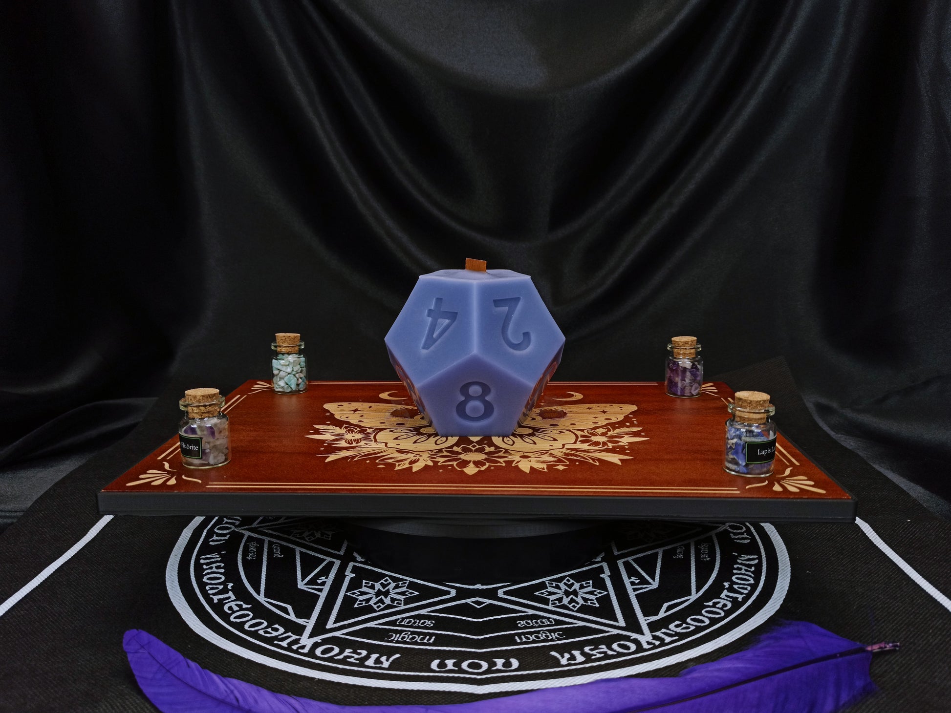 D12 ritual dice candle, top view