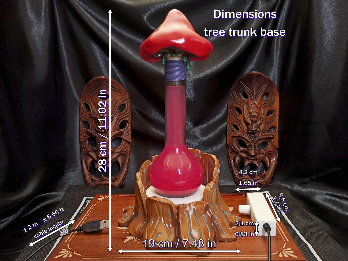 Mystical mushroom prop dimensions, tree trunk base