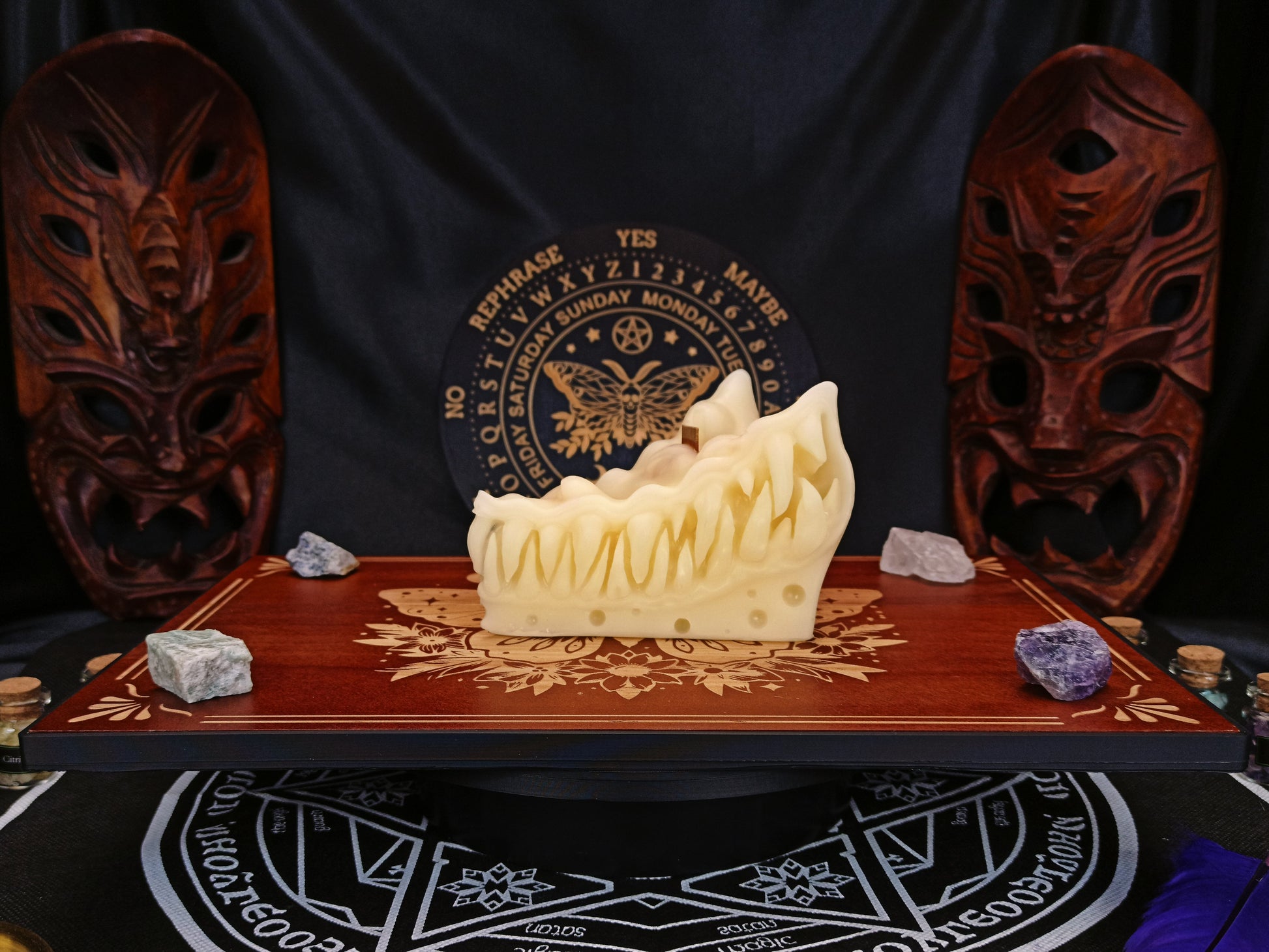 Cheese Mimic wax prop candle, side view